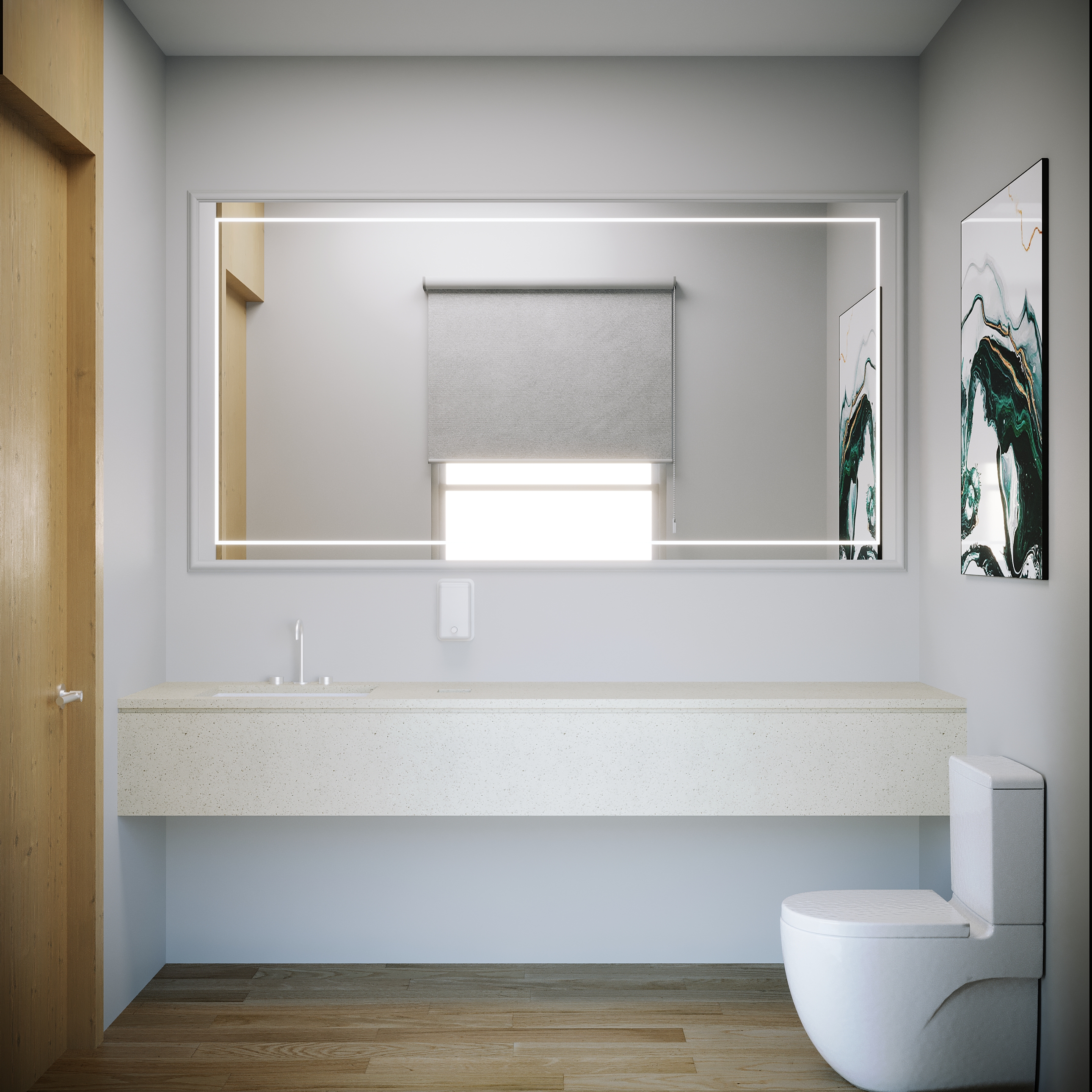 Render del sanitario propio de un consultorio de MédicaNorte