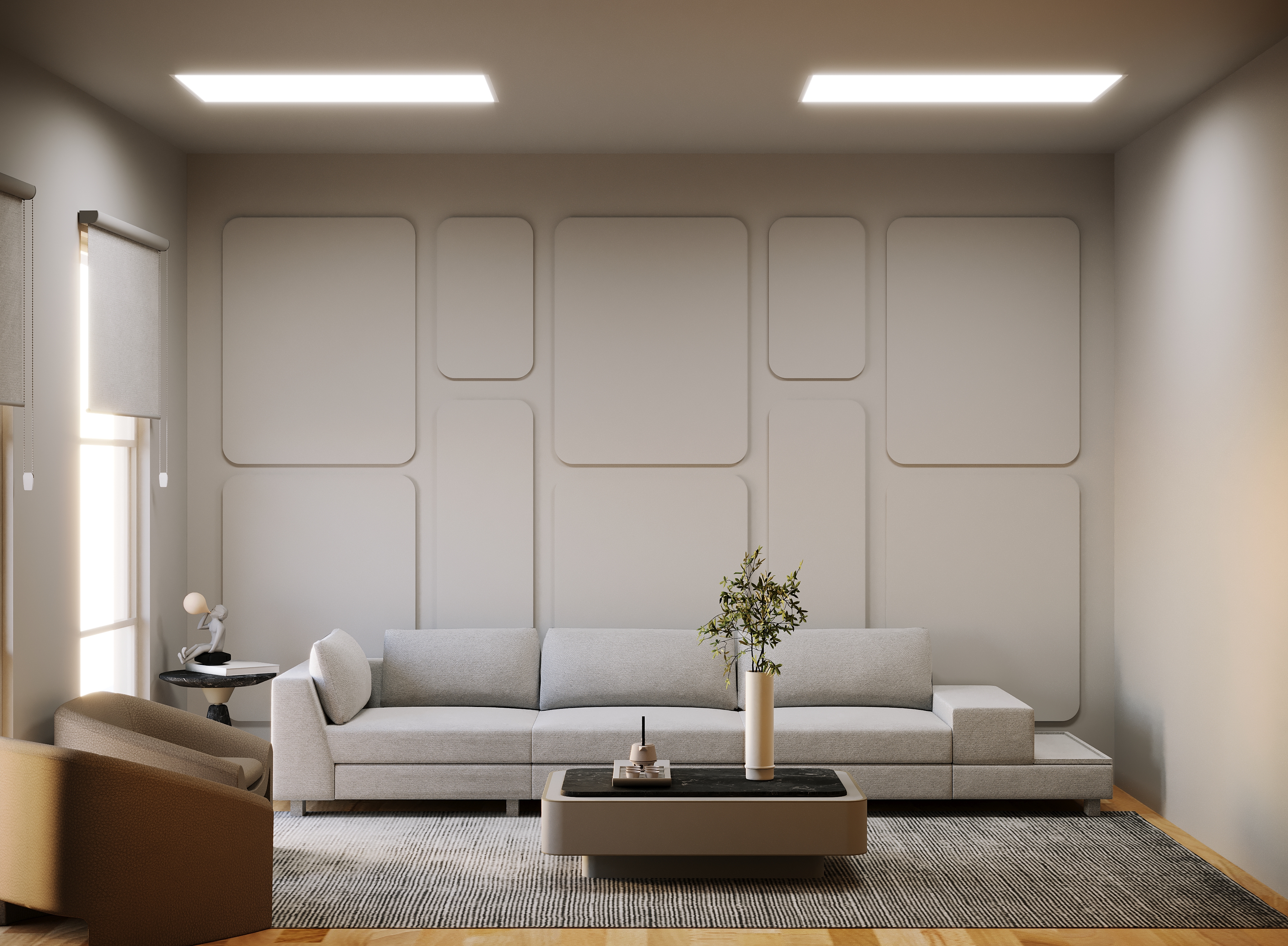 Render de la sala de descanso para médicos en MédicaNorte