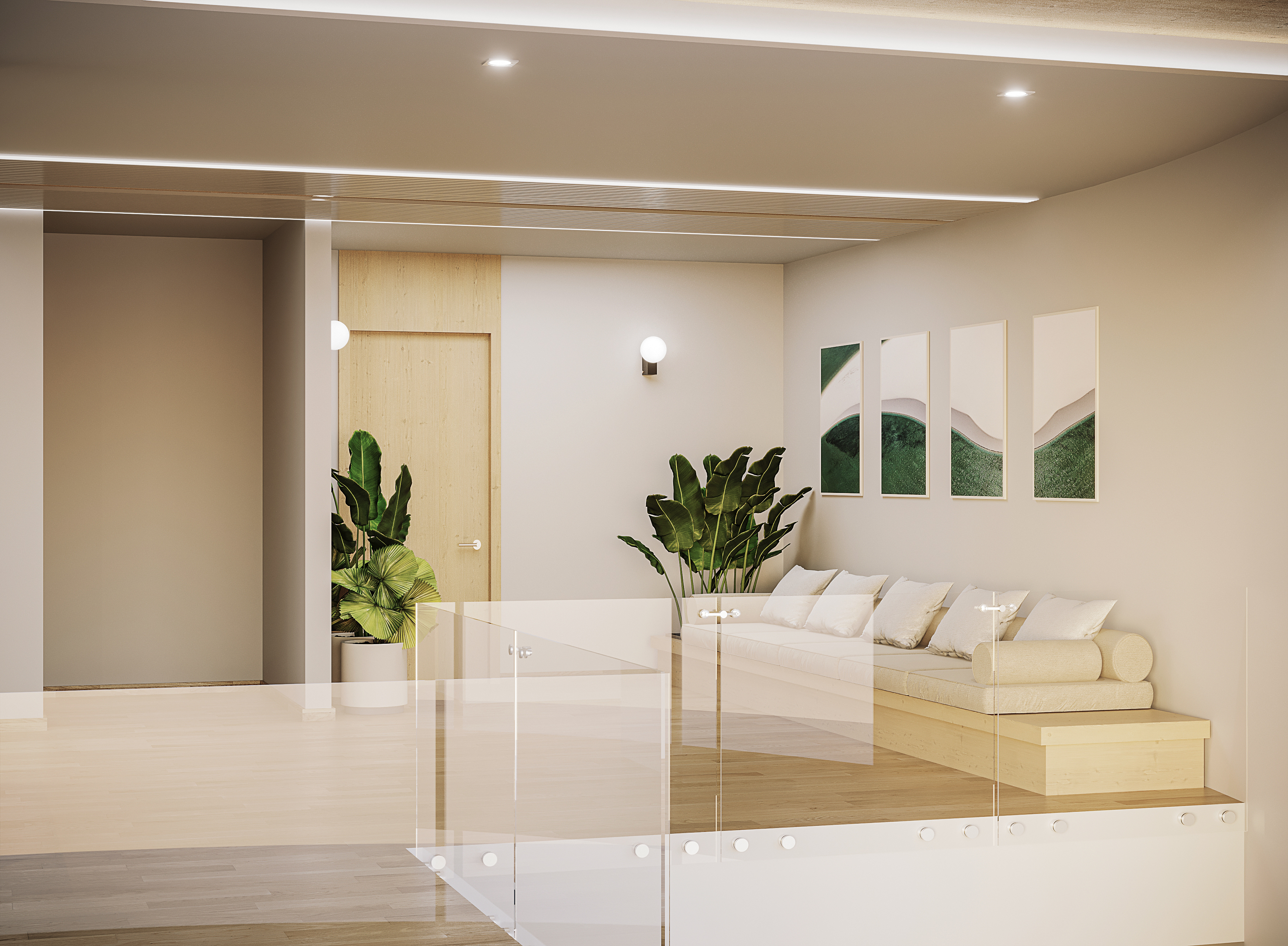 Render de la sala de espera de MédicaNorte